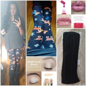 One Size Holiday Daschund Print Leggings